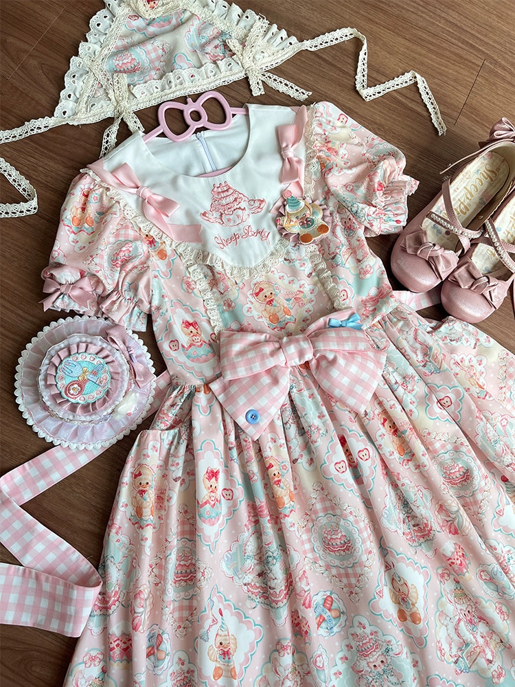 Sheep Party Emboridy Collar Dress