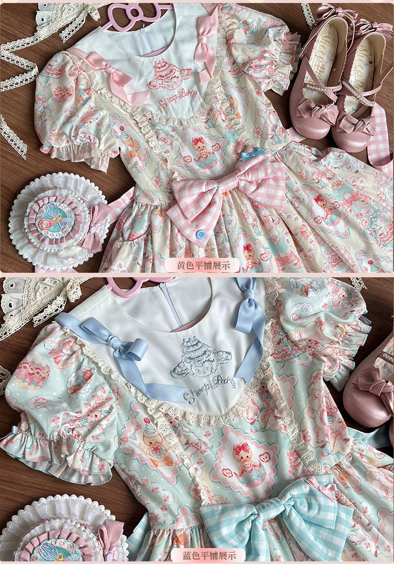 Sheep Party Emboridy Collar Dress
