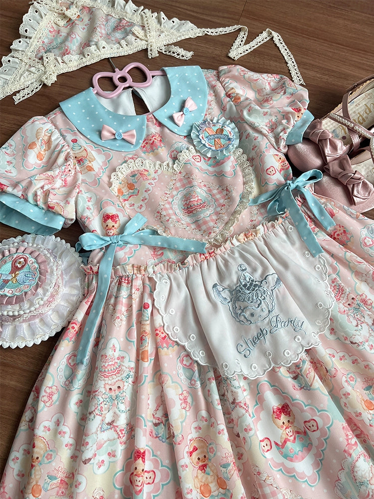 Sheep Party Peter Pan Collar Dress