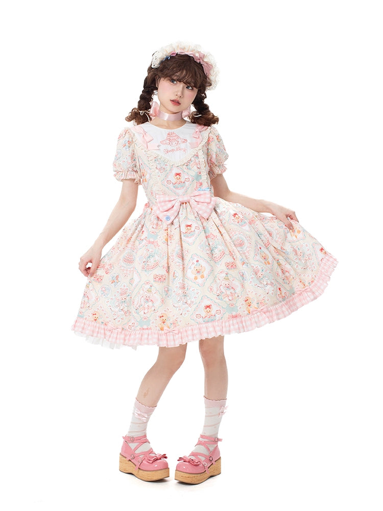 Sheep Party Emboridy Collar Dress