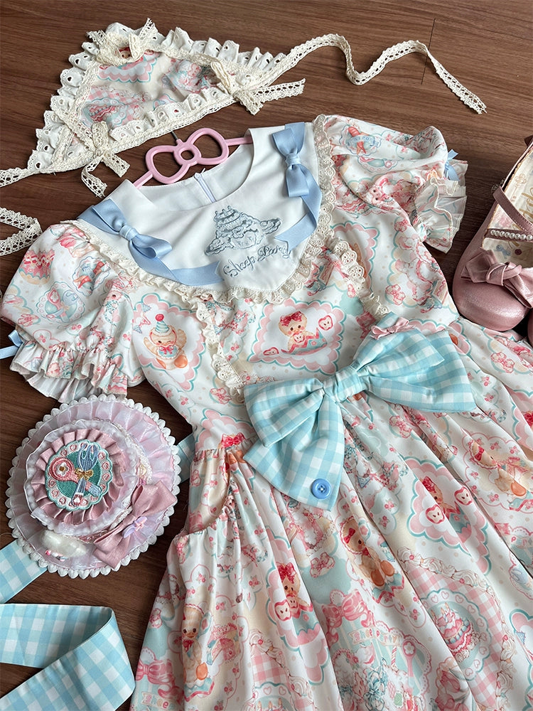 Sheep Party Emboridy Collar Dress