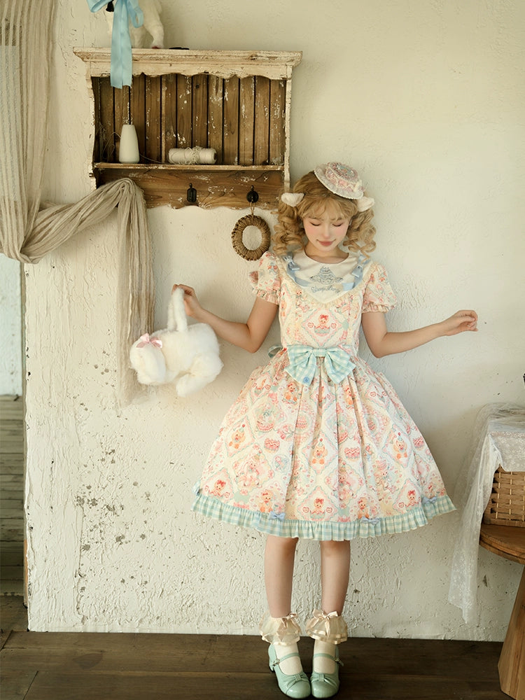 Sheep Party Emboridy Collar Dress