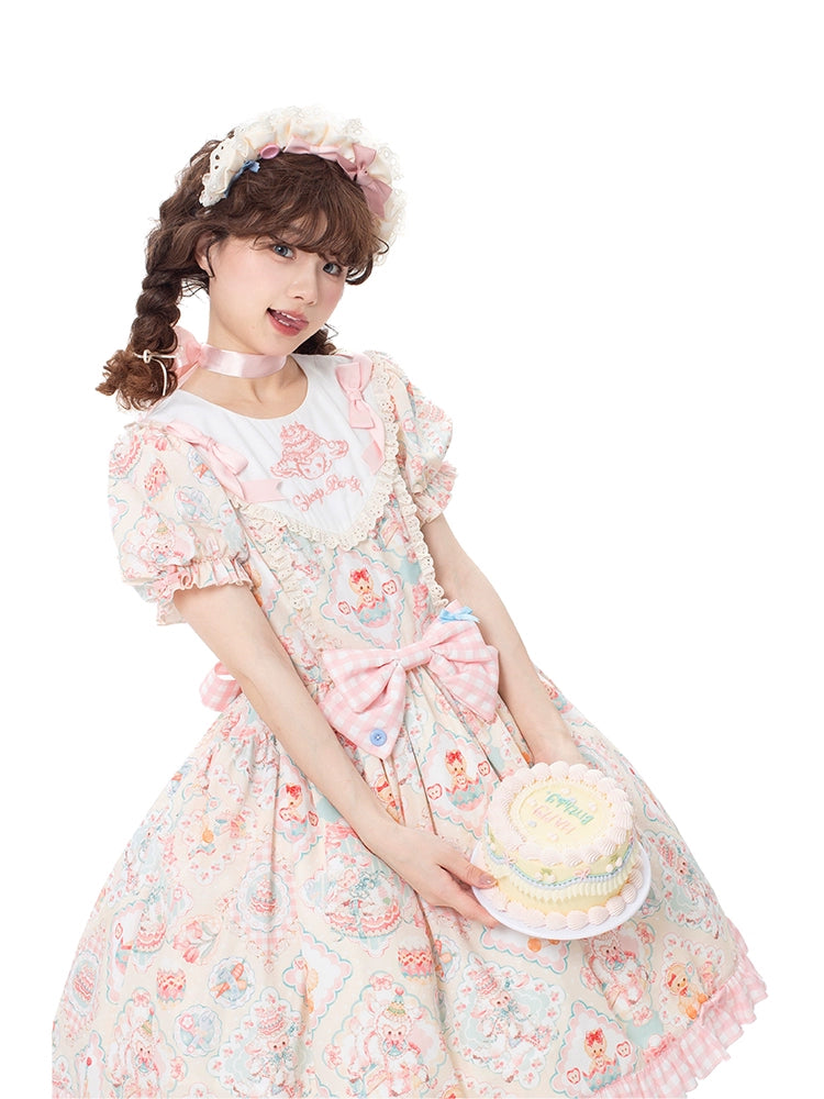Sheep Party Emboridy Collar Dress