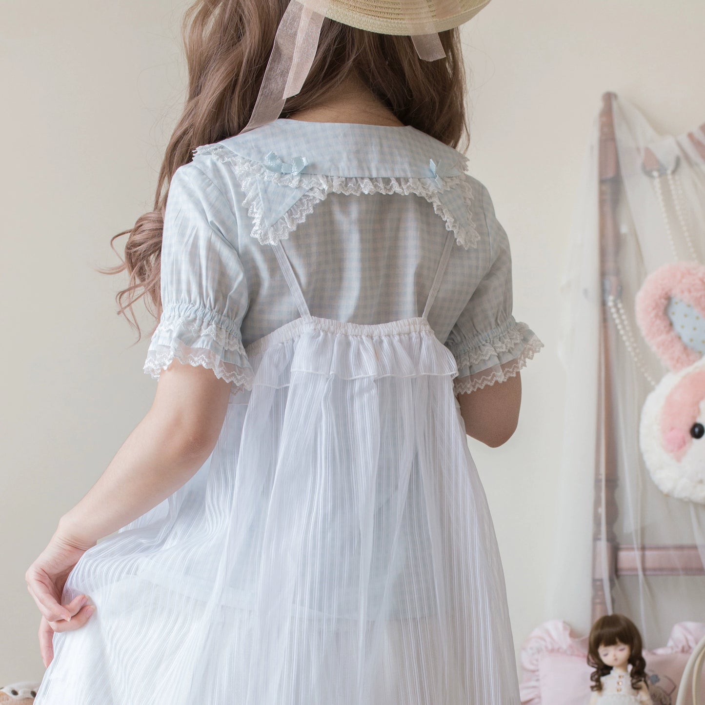Cat Ears Plaid Blouse