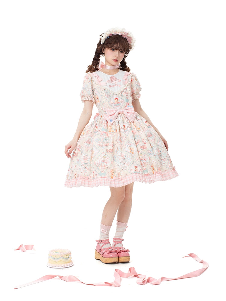 Sheep Party Emboridy Collar Dress