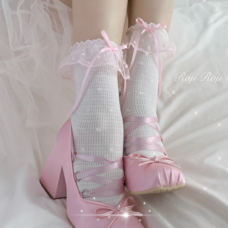 Polka Dot Mesh Socks