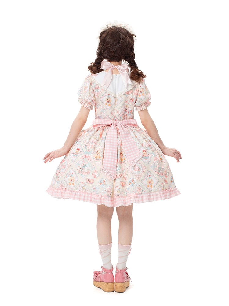 Sheep Party Emboridy Collar Dress