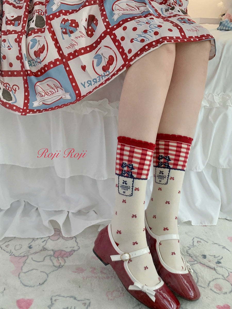 Plaid Cherry Socks