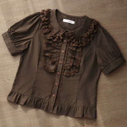 Half Sugar Milk Cake Short Sleeves Blouse
