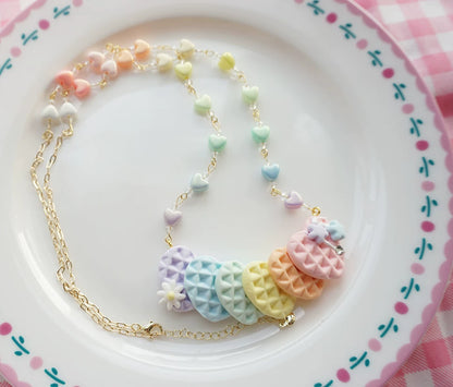 Rainbow Flower Waffles Necklace