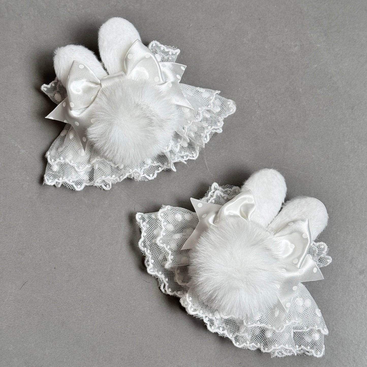 Fluffy Bunny Ear Polka Dots Wrist Cuffs