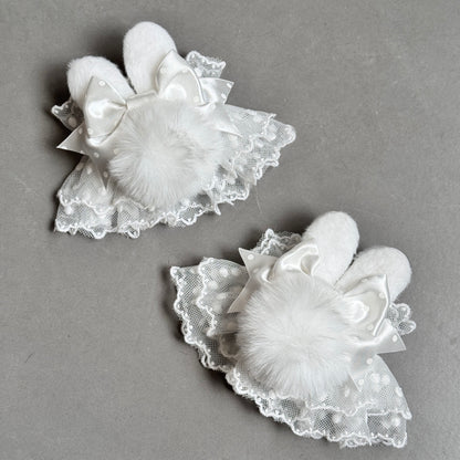 Fluffy Bunny Ear Polka Dots Wrist Cuffs