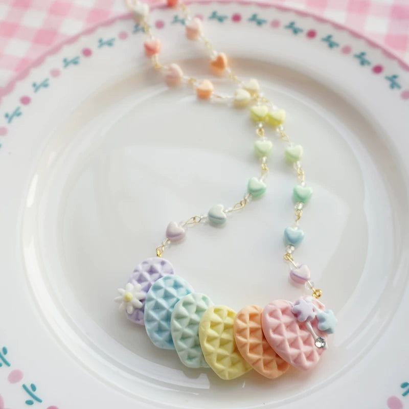 Rainbow Flower Waffles Necklace