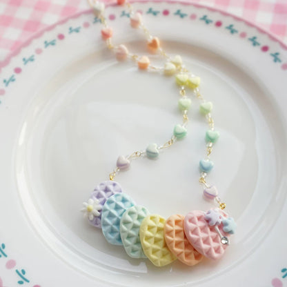 Rainbow Flower Waffles Necklace
