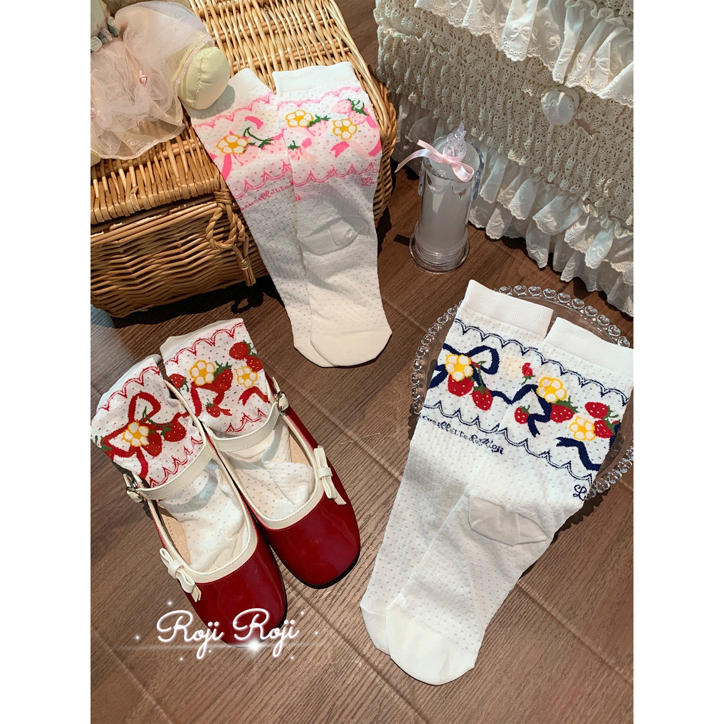 Strawberry Flower Socks