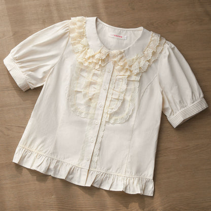 Half Sugar Milk Cake Short Sleeves Blouse