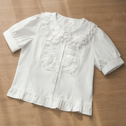 Half Sugar Milk Cake Short Sleeves Blouse