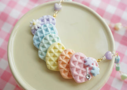 Rainbow Flower Waffles Necklace