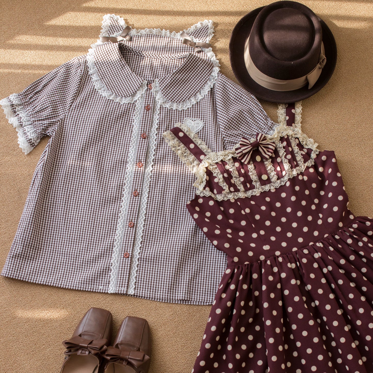 Cat Ears Plaid Blouse