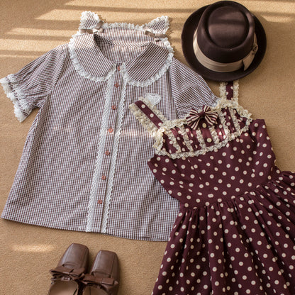 Cat Ears Plaid Blouse