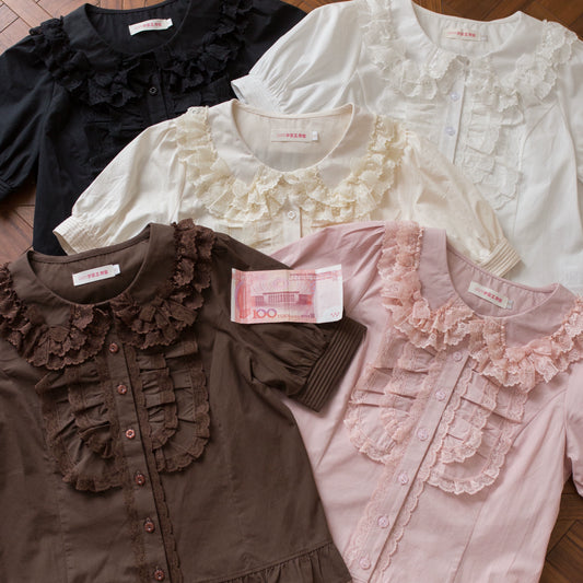 Half Sugar Milk Cake Short Sleeves Blouse