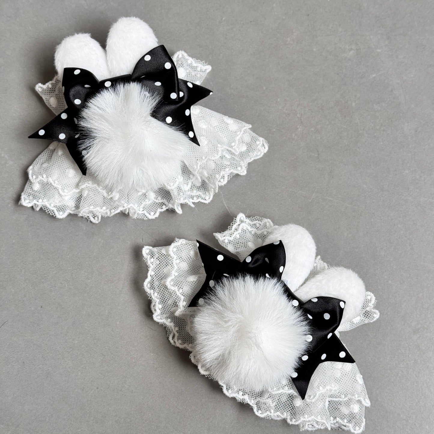 Fluffy Bunny Ear Polka Dots Wrist Cuffs