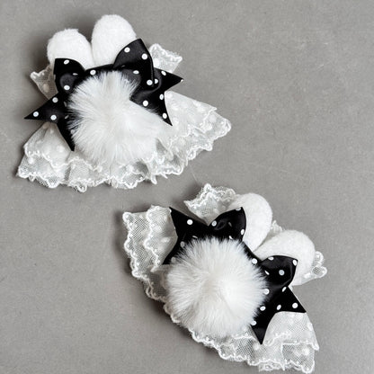 Fluffy Bunny Ear Polka Dots Wrist Cuffs