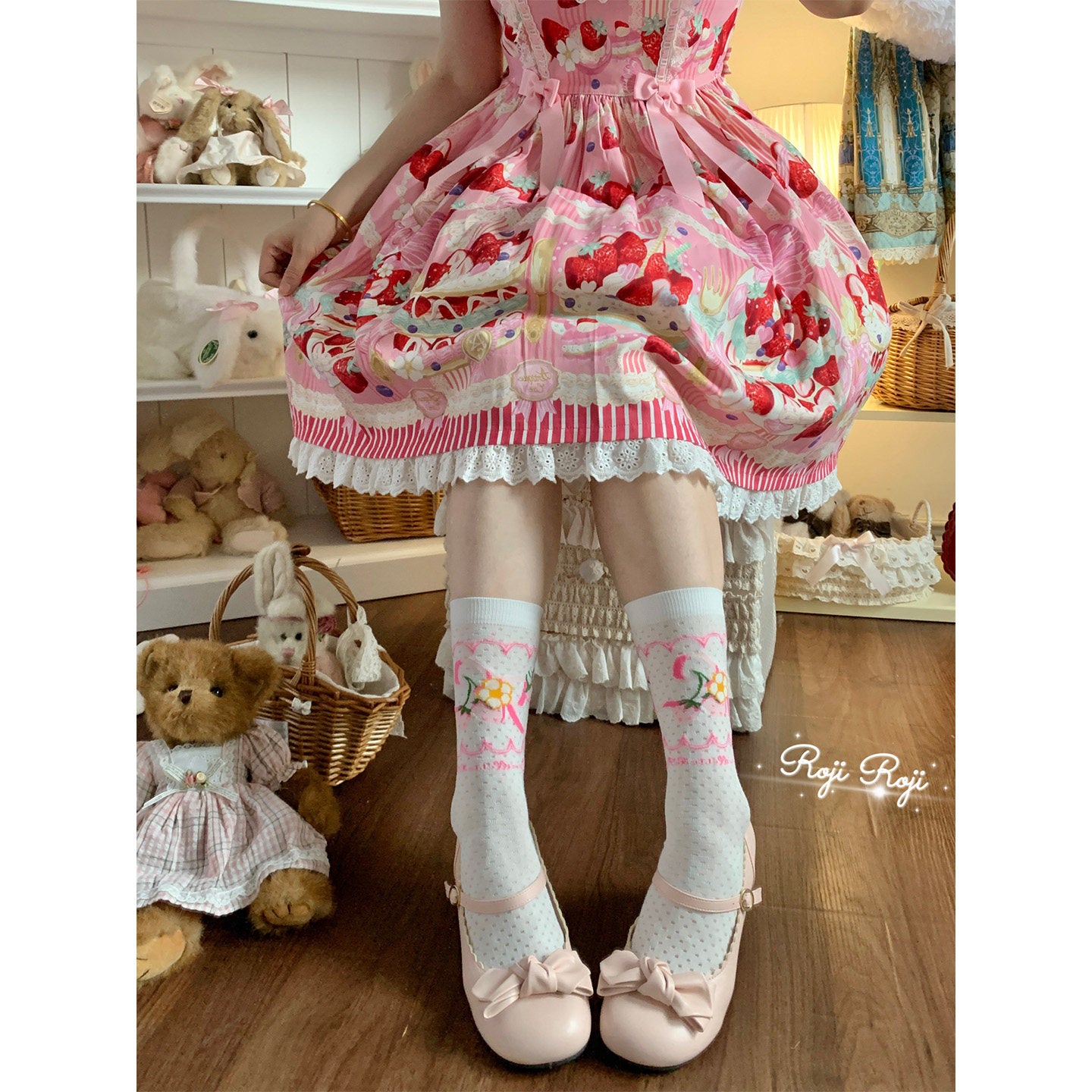 Strawberry Flower Socks