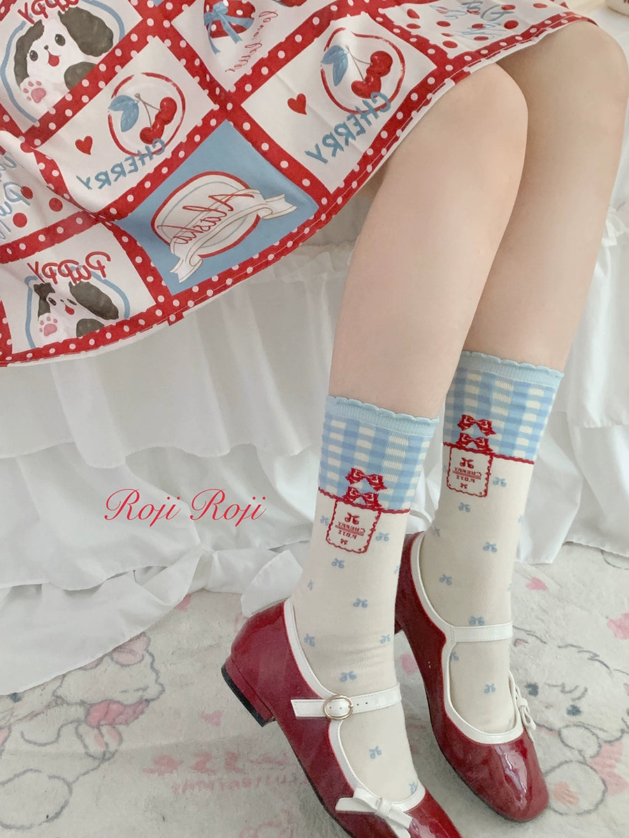 Plaid Cherry Socks