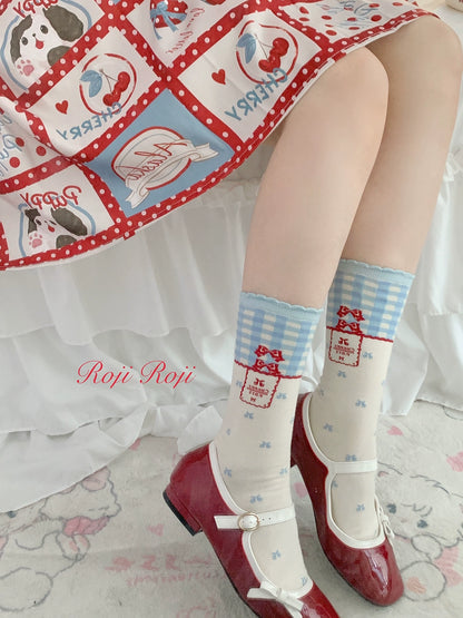 Plaid Cherry Socks